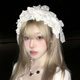 Elegant white lace lolita hair accessories for women cute sweet lolita headdress generation color lolita maid hair belt