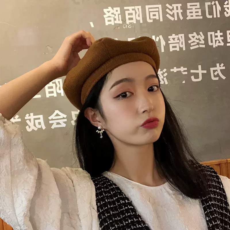 毛呢贝雷帽八角帽子女秋冬韩版潮文艺复古日系南瓜画家
