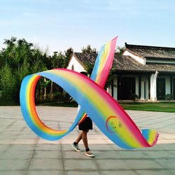 Fitness Ribbon Dance, Colorful Ribbon Dance for Middle-Aged and Elderly People, Exercise Ribbon Dance, Square Dance Ribbon, Colorful Ribbon with Telescopic Pole