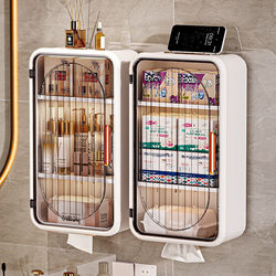 Bathroom Toilet Paper Holder, No-Drill Toilet Paper Storage Rack, Wall-Mounted Toilet Paper Holder, Special Sanitary Napkin Storage Tissue Box