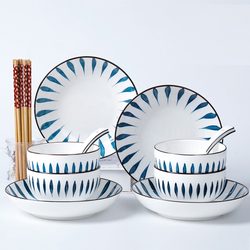 Ed/Saintenda Japanese-Style He Feng 16-Piece Tableware Set 4 Bowls 4 Plates 4 Spoons 4 Chopsticks