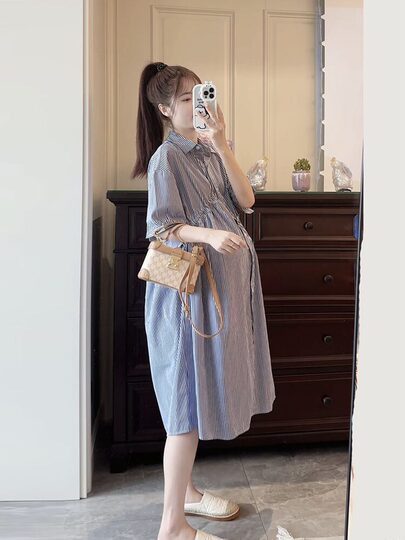 slim fit dress slacks Exude elegance on your special day with this Korean-style one-shoulder –  Maternity Luv main image 1