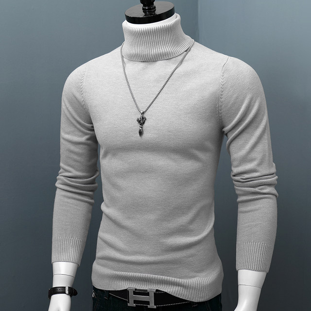 Autumn and winter new men's turtleneck cashmere sweater pullover slim ...