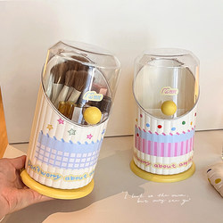 Makeup Brush Storage Box with Compartments, Desktop Pen Holder, Dust-Proof Dressing Table Cosmetics Storage Box, Lipstick and Eyeshadow Organizer