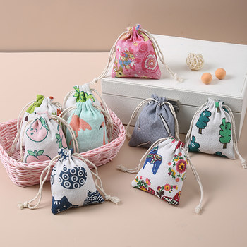 8*10 cotton and linen cute mini millet Chinese medicine empty bag