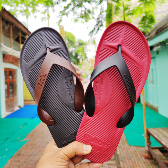 RUBBERSOUL latex soft-soled flip-flops imported from Thailand for men's casual outer wear non-slip waterproof summer beach shoes