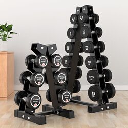 A-Shaped Dumbbell Rack for Home Use, Electroplated Vertical Rubber-Coated Personal Training Storage Dumbbell Rack, Commercial Round-Head Gym Dumbbell Rack
