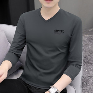 
Modal long-sleeved T-shirt for men's autumn and winter pure cotton v-neck base shirt slim-fit trendy underwear base shirt t-shirt