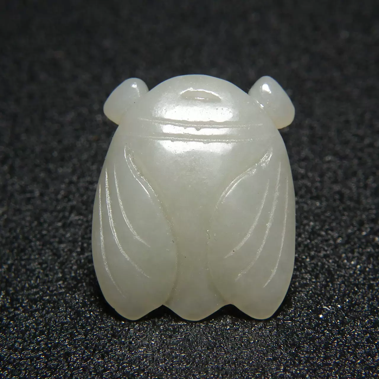 0118清代和田青白玉双面工执灵芝童子蝙蝠福寿如意小玉牌