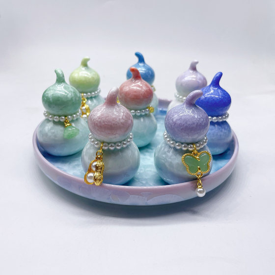 
Jingdezhen glaze crystal small gourd hot model DLY Zhuanzhuanle ceramic flower base wholesale ceramic turn ornaments