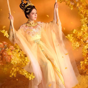 嫦娥天女散花超仙气古装古风飘逸汉唐汉服云肩纱裙天女起舞舞蹈服