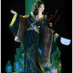 
New Hanfu [Dugu Jialuo] Beauty Picture Series Improved Cross-collar Straight Train Beautiful Warring States Robe Autumn and Winter Style