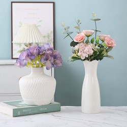 Pure White Ceramic Vase Home Decoration Living Room Flower Arrangement Vase Modern Simple Jingdezhen Craftsmanship Factory Direct Sale