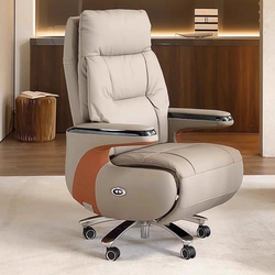 Comfortable Electric Executive Chair, Genuine Leather Office Chair, High-End Chair, Space Capsule Reclining Chair, Multi-Functional Massage Business Executive Chair