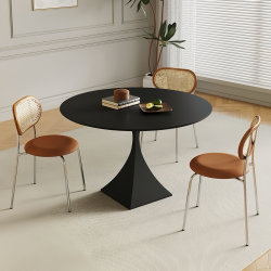Italian minimalist slate round dining table simple pure white cream style home round table small apartment restaurant dining table