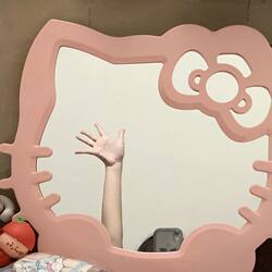 Hellokitty Mirror Desktop Makeup Mirror Student Dormitory Home Dressing Table Bathroom Wall-Mounted Wall-Sticking Bath