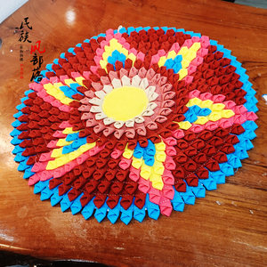 Yunnan national style flower cloth stitching nine -circle cushion mahogany sofa cushion Chinese classical circular non -slip home chair cushion
