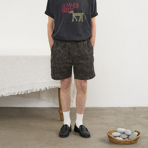 Washed retro camouflage leopard shorts authentic Korean PARTIMENTO American cotton outdoor casual pants