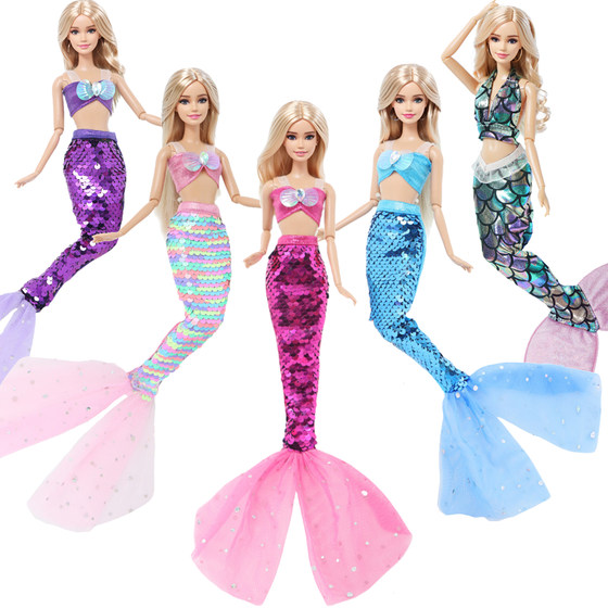 30cm doll handmade clothes, fish tail skirt girl toy, mermaid clothing full flash scales, Babaer than mermaid