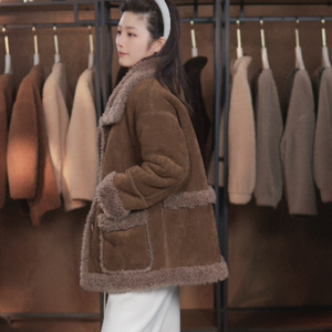 
195 Haining new wool jacket thickened winter warm double-sided wear versatile slimming casual fashion