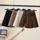 Corduroy pleated skirt autumn and winter 2025 new high-waisted slim niche A-line short skirt for women with leather belt skirt
