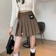 Pleated skirt Female retro school autumn and winter solid Korean version of the sweet lace, high waist defense light A -line short skirt