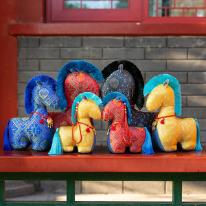 
Zodiac Horse Plush Toy Pony Mascot Chinese Style Fabric Horse Doll Ornament Year of the Horse New Year Gift Bag Ornament