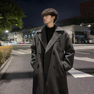 Winter net red thickened double -sided hair woolen coat men's median double -breasted woolen woolen woolen Korean version of the Korean version of the couple tide
