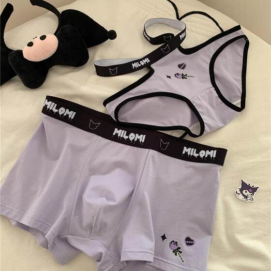 Sweet Library CP*Couple underwear, one man and one woman cute cartoon pure cotton pure desire style new couple underwear three -piece
