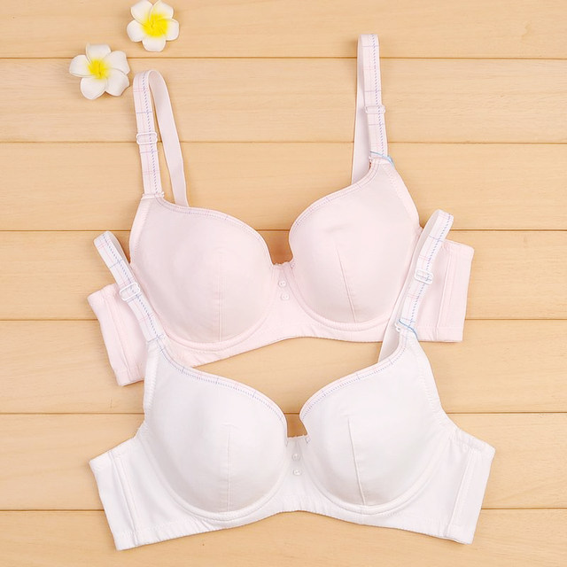 Slight steel ring girl bra thin cotton cup shape student underwear junior high school and high school bra large size C cup underwear