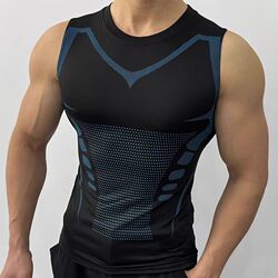 Quick-Drying Sports Vest Men's Basketball Training Tights Base Layer Quick-Drying Elastic Wide Shoulder Breathable Vest Quick-Drying Clothing