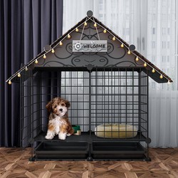 Pet Dog Cage Luxury Villa for Home Use Indoor with Separate Toilet Dog Cage Small Dog House Fence Dog Bed