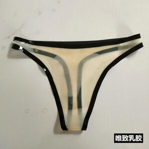 Pure natural latex coat underwear underwear shorts for women sexy transparent low waist thong handmade custom custom

