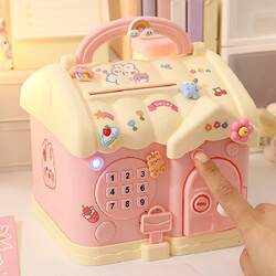 2023 New Model Children's Gift Piggy Bank, High Aesthetic Value, Depositable and Withdrawable, Small House Safe with Password Box