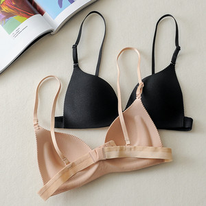 No steel circle net red explosion beauty back bras black girl without trace back underwear gathers thin bras and small bras
