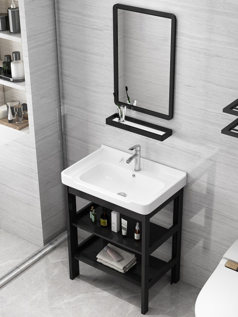 Space aluminum landing -type facial washing basin toilet simple wash basin home small apartment bathroom bathroom cabinet combination
