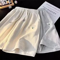 Clearance Sale~ Waffle Weave Thin Loose-Fit Quarter-Length Shorts for Men, Summer American-Style Sports Casual Five-Point Mid-Length Pants