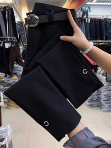 Fashion Professional West Pants Female Nine -point Spring and Autumn New Dotted Korean Edition Slim Plastic Pencil Pants High -waist Straight Casual Leisure Pants
