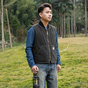 
Red style work vest men thickened spring retro American Kahat V02 heavy canvas cotton vest vest