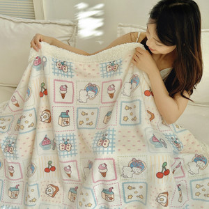
INS cartoon A milk velvet lamb velvet cover blanket thickened winter blanket baby nap blanket air conditioning sofa blanket