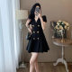 The famous lady is fashionable, waist-tight, slim, A-line double-breasted temperament and elegant OL style commuting summer V-neck suit dress