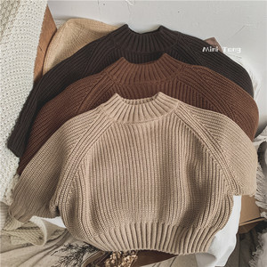 Forest retro ~ Korean version of children's spring and autumn thick needle sweater for men and women's half-high neck base knit sweater for winter clothes