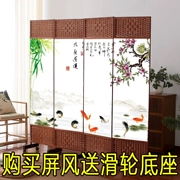 vach ngan ve sinh compact Màn vải phong cách Trung Quốc phòng khách phòng ngủ phòng vách ngăn gấp di động màn hình gấp đơn giản màn hình thẩm mỹ viện sức khỏe vách ngăn phòng khách và bếp nhà ống vách cnc ngăn phòng