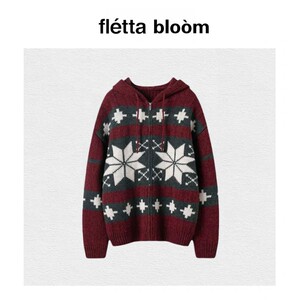 
[Ready stock] fletta bloom, the same style as South and South! Icelandic fur snowflake retro sweater cardigan jacket