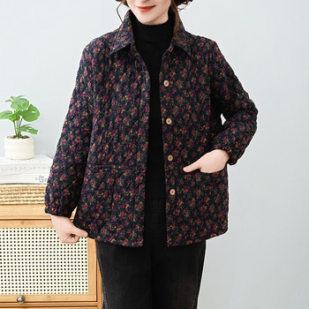 
Middle-aged and elderly mothers' clothing, velvet thickened cotton-padded clothes, winter new floral fashionable grandma's small cotton-padded jacket for women