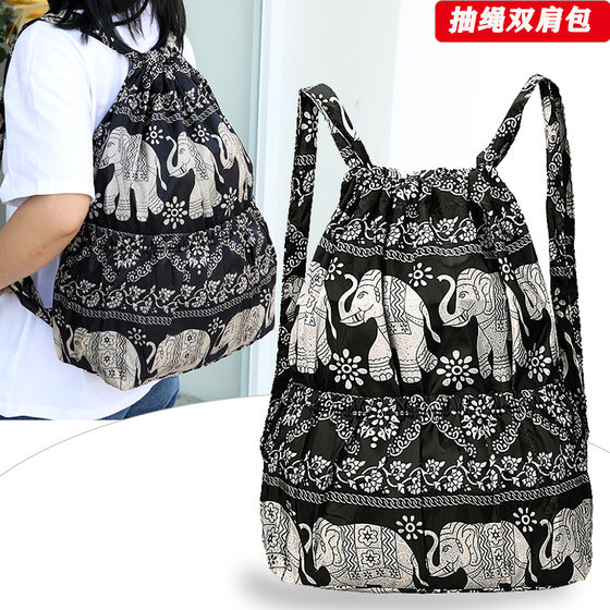 Outdoor new flower cloth pocket pocket backpack sports backpack Student large -capacity lightweight travel big bags wild women