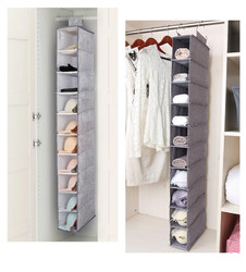 Cotton and Linen Clothing, Underwear, Narrow Multi-Layer Canvas Storage Hanging Bag, Fabric Shoe Hanging Wardrobe, Layered Shelf Rack