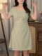 Large size French high-end square collar dress for women 2025 summer new fat mm temperament slim and slim A-line skirt