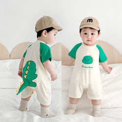 Baby Cartoon Dinosaur 3D Jumpsuit for Boys and Girls, Summer Short-Sleeved Outdoor Clothing, Romper, Thin Style