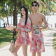 Couple swimsuit women's large size one-piece skirt boxer long-sleeved sunscreen hot spring men's swimming trunks plus fat loose beach pants